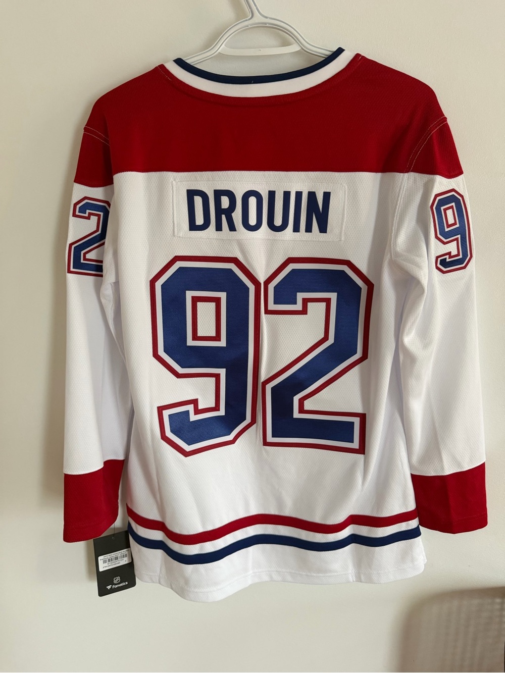 Canadien Montréal Drouin #92 women White Red Hockey Jersey small